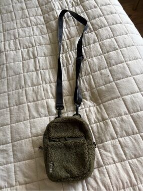 Brixton Olive Green Sherpa Crossbody with Black Strap